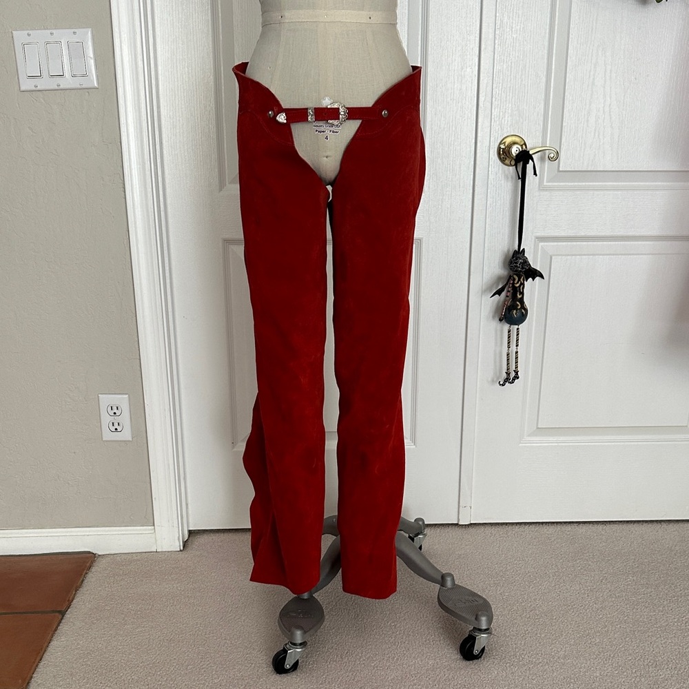 Red Chaps with Silver Buckle